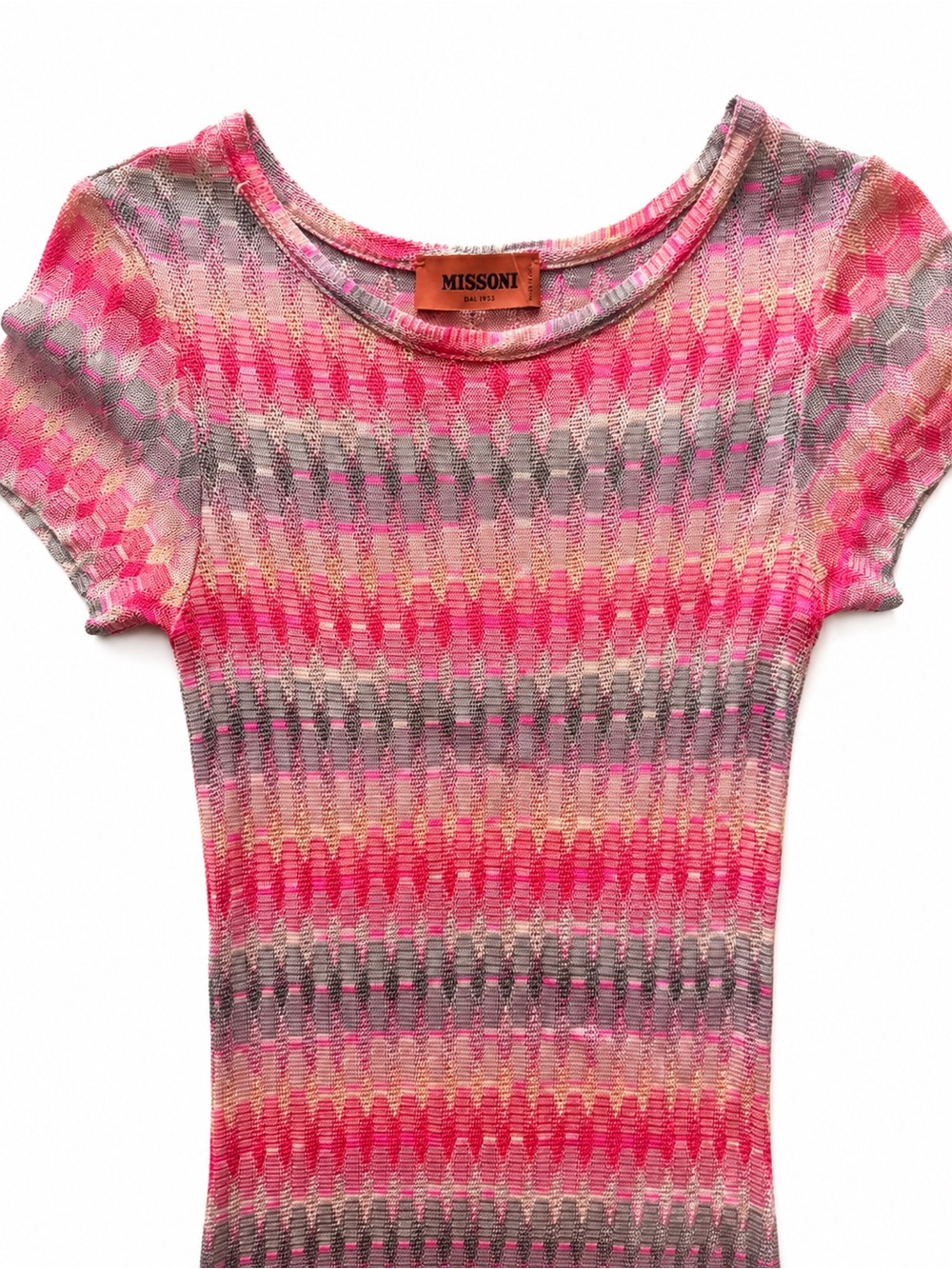 Missoni Pink and Gray Striped Midi Knit Dress - Picture 2 of 5